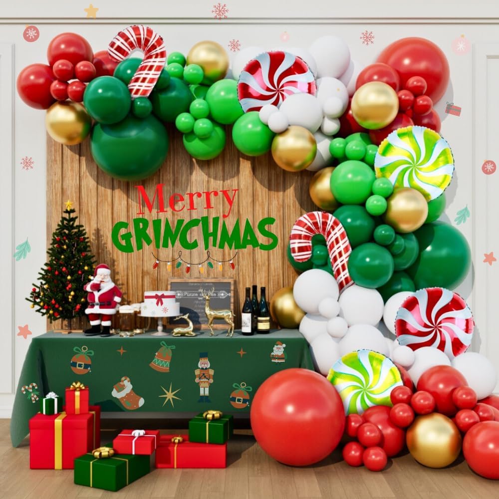Balloon Arch Kit - クリスマスバルーンアーチガーランドキット 160個入り 赤と緑のバルーン キャンディーメリークリスマスパーティー フレンズマス サンタクロース