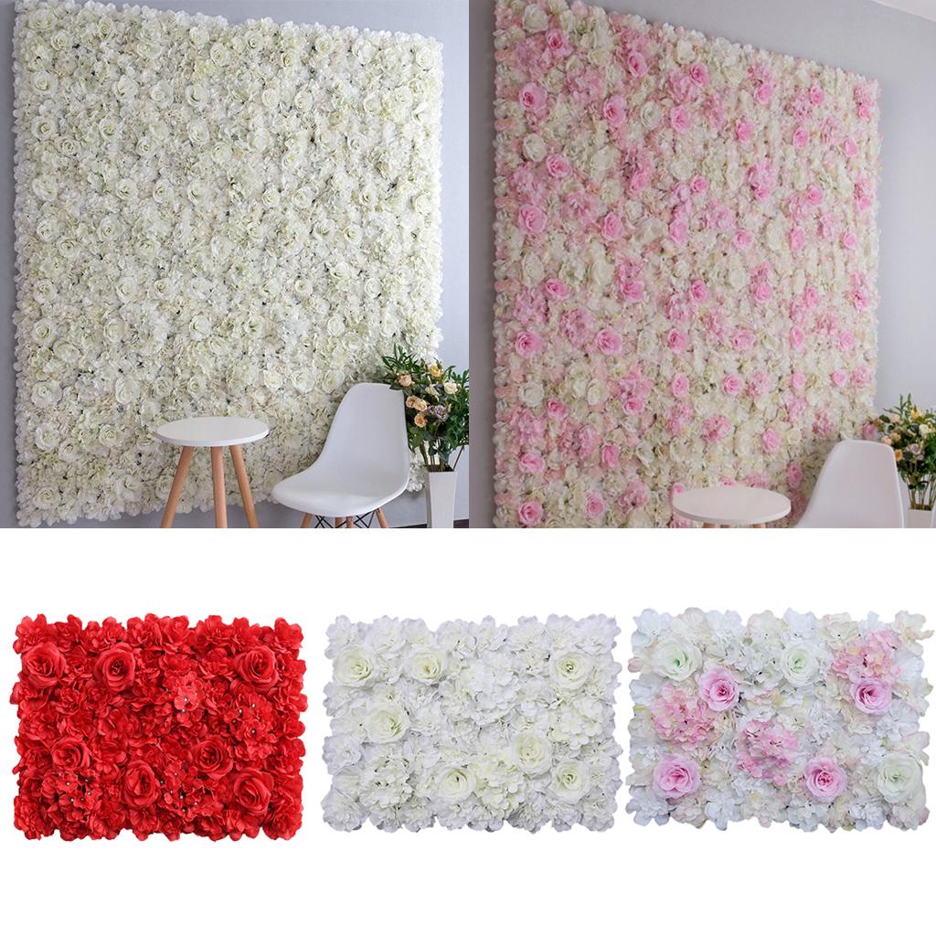 Flower Wall Panel - ロマンチックな人工ウェディングフラワーパネル、結婚式会場のフラワーデコレーション、多色の壁の背景装飾、シルクフラワー付き