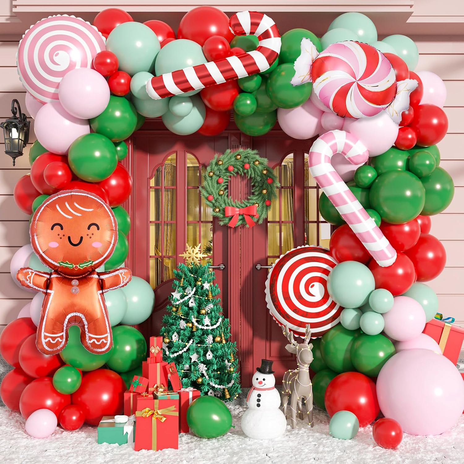 Balloon Arch Kit - クリスマスバルーンガーランドアーチキット、115個入り ピンク・レッド・グリーン パーティーデコレーション