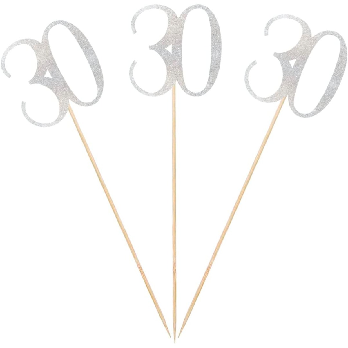 Centerpiece Stick - シルバーグリッター30歳の誕生日センターピーススティック9本、数字30テーブルトッパー記念日パーティーデコレーション