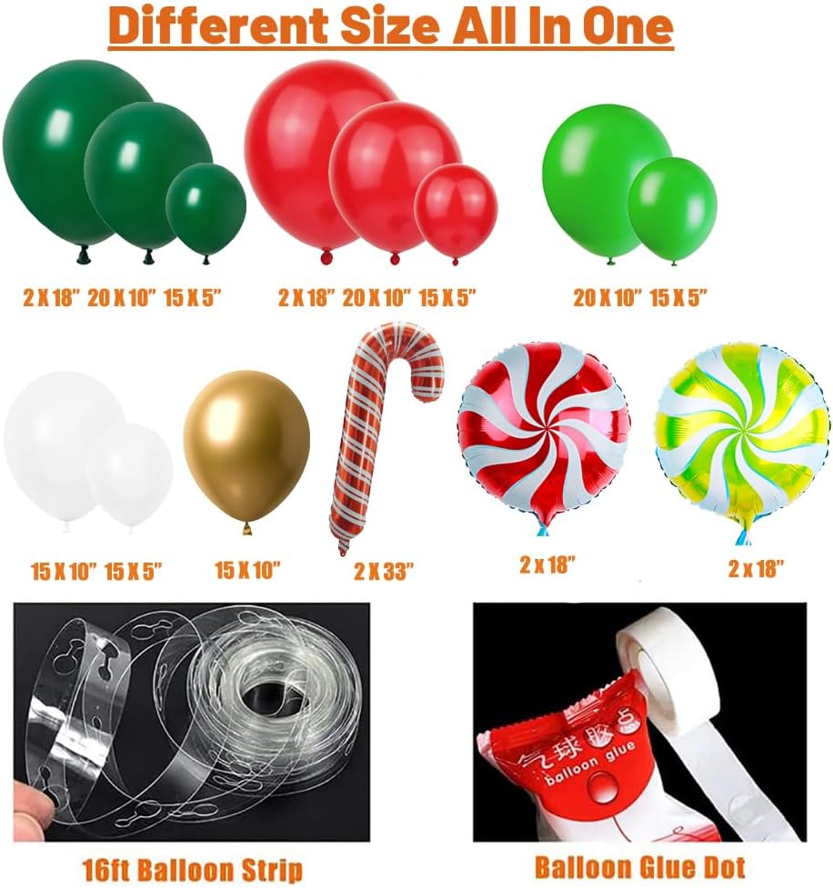 クリスマスバルーンアーチガーランドキット 160個入り 赤と - Balloon Arch Kit のレビューと価格