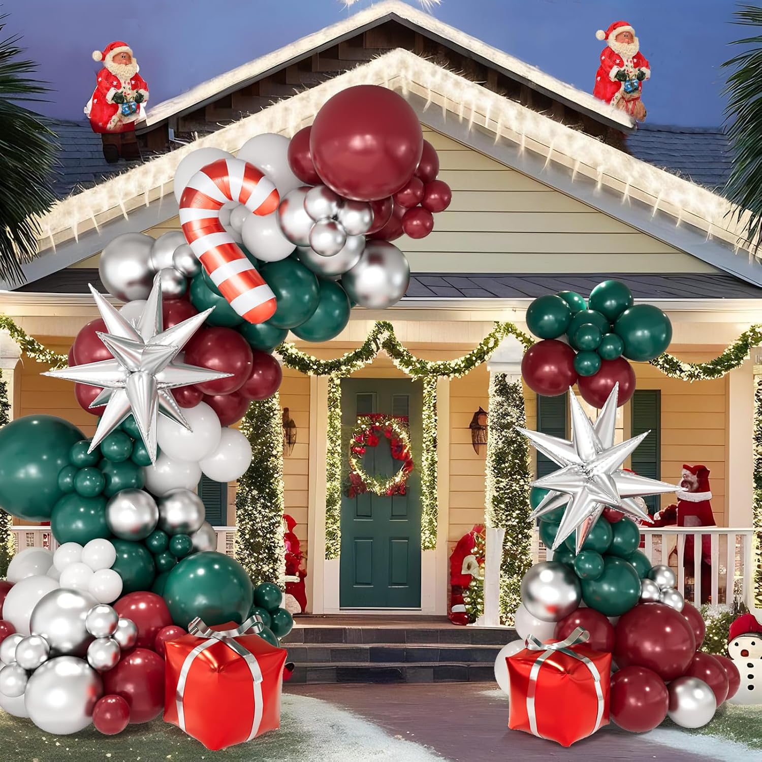 クリスマスバルーンガーランドアーチキット（赤、緑、白、シルバ - Balloon Arch Kit のレビューと価格