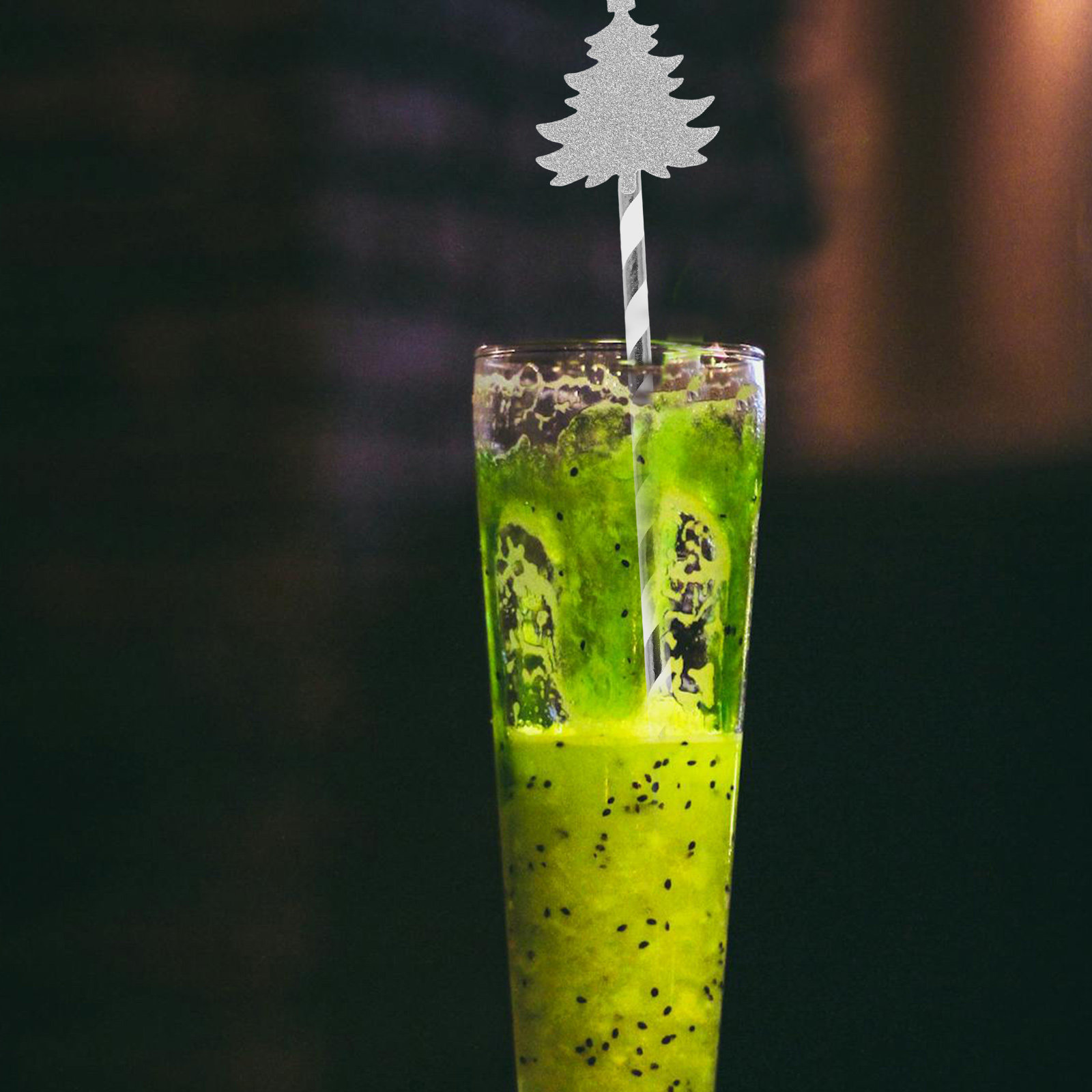 25本入りクリスマスツリー柄使い捨て紙ストロー、カラフルなス - Paper Straw Color のレビューと価格