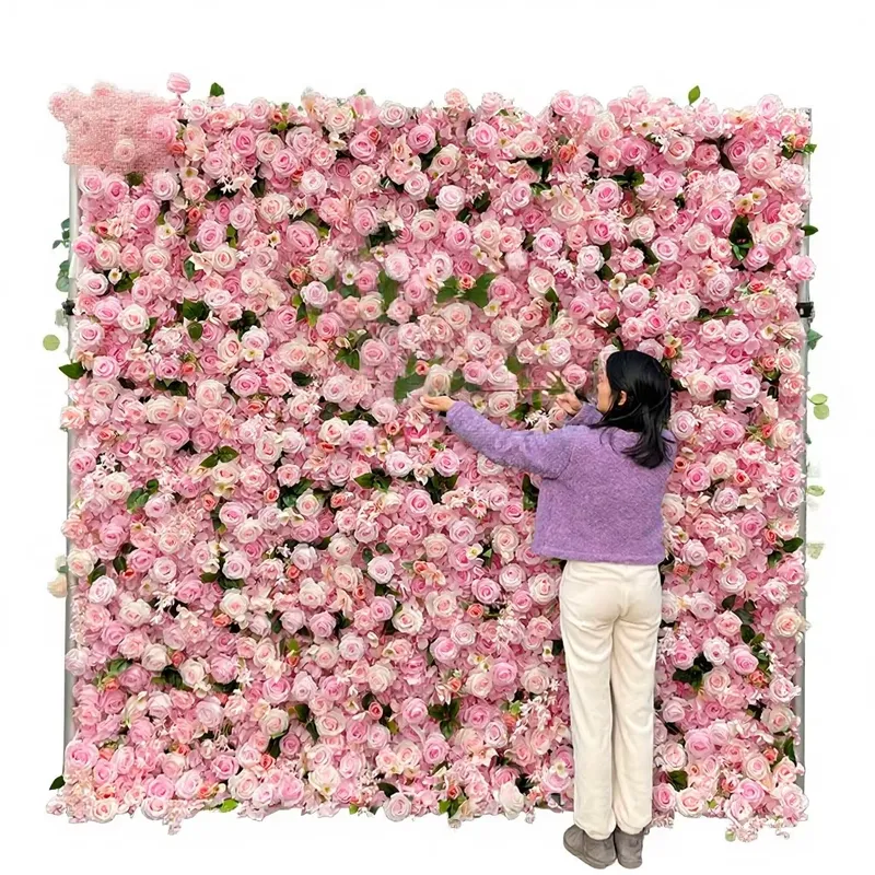 サンウェディングシルク人工花壁カスタムウェディング背景3Dロ - Flower Wall Panel のレビューと価格