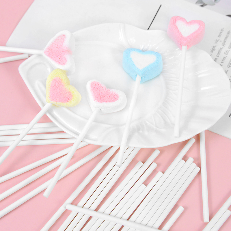 100 個ソリッドコアホワイトペーパーロリポップスティック  - Cotton Candy Cone のレビューと価格