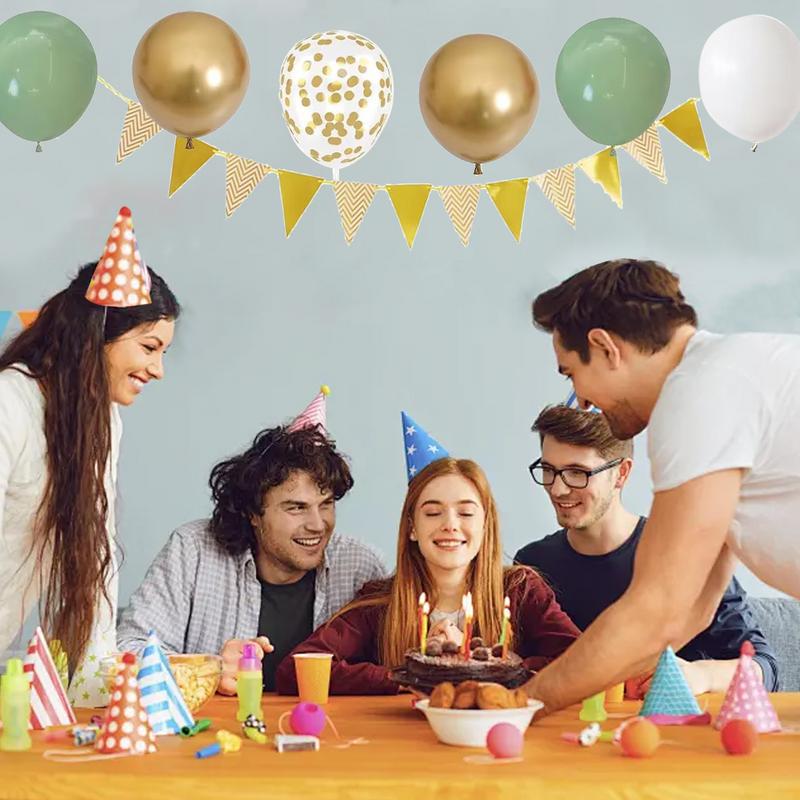 28 個の誕生日デコレーションセット ホイルバルーン グリー - Party Banner Gold のレビューと価格