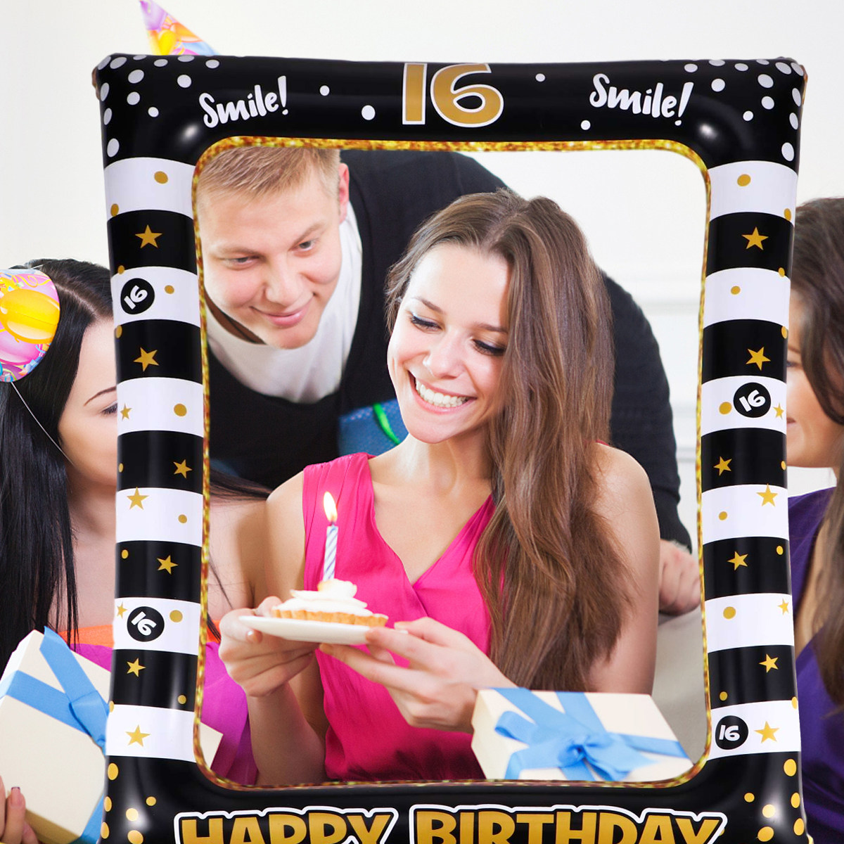 インフレータブルセルフィーフォトフレーム 誕生日用小道具 パ - Photo Booth Frame のレビューと価格