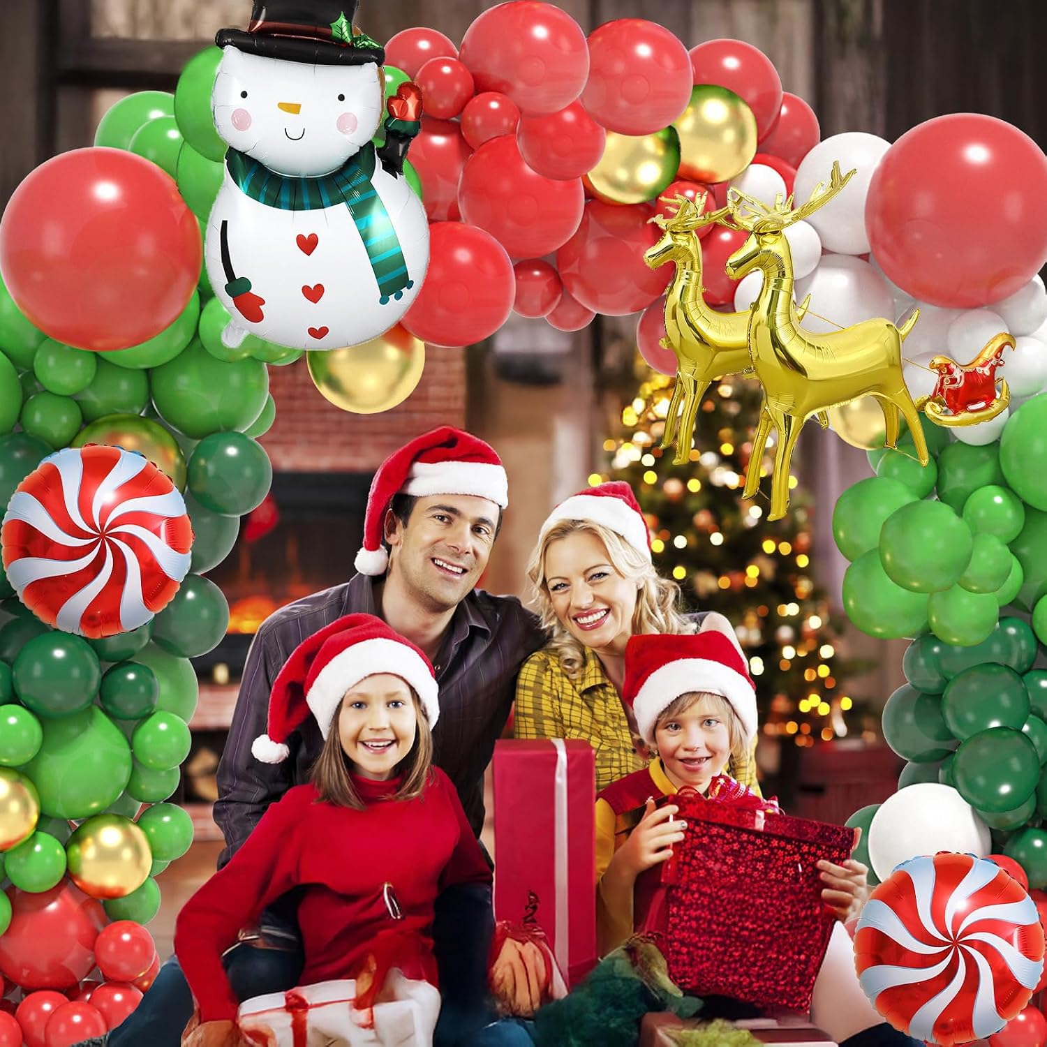 183個のクリスマスバルーンガーランドアーチキット、赤、金、 - Balloon Arch Kit のレビューと価格