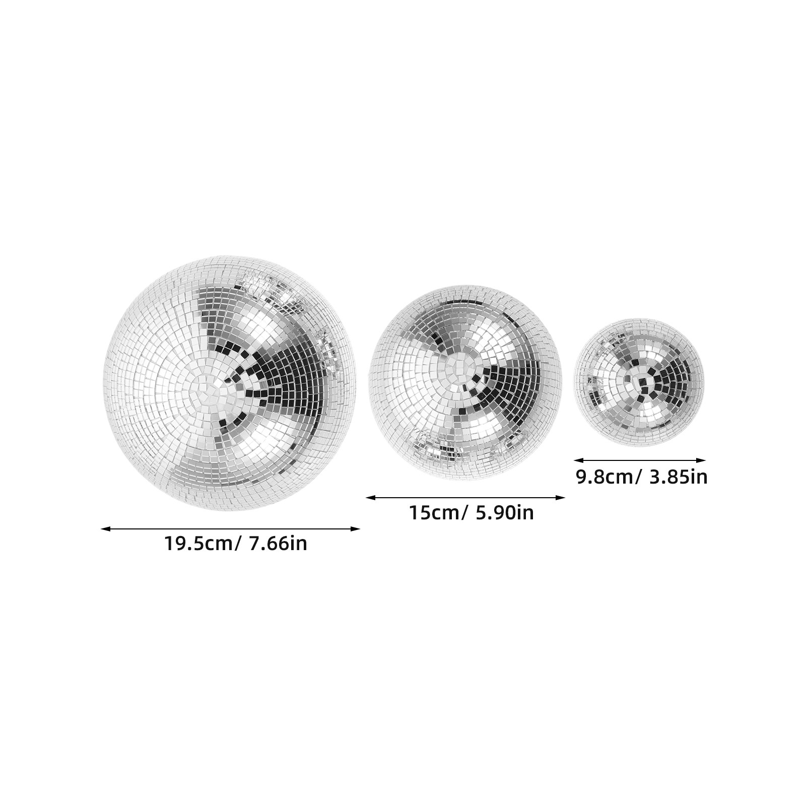 3個セット ミラーディスコボール ガラス製反射球体 ハーフボ - Event Party Dj のレビューと価格