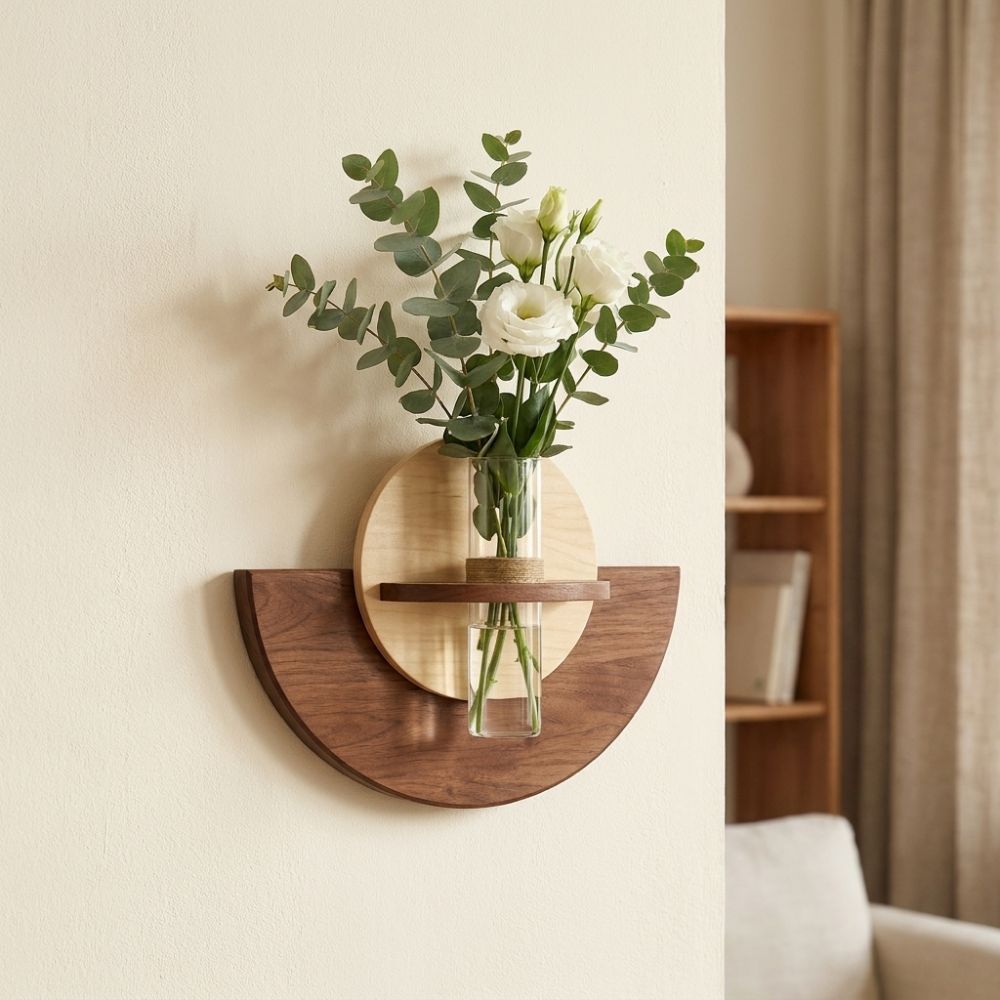 楕円形の木製壁掛けフラワーシェルフ、水耕栽培ディスプレイ、省 - Flower Wall Panel のレビューと価格