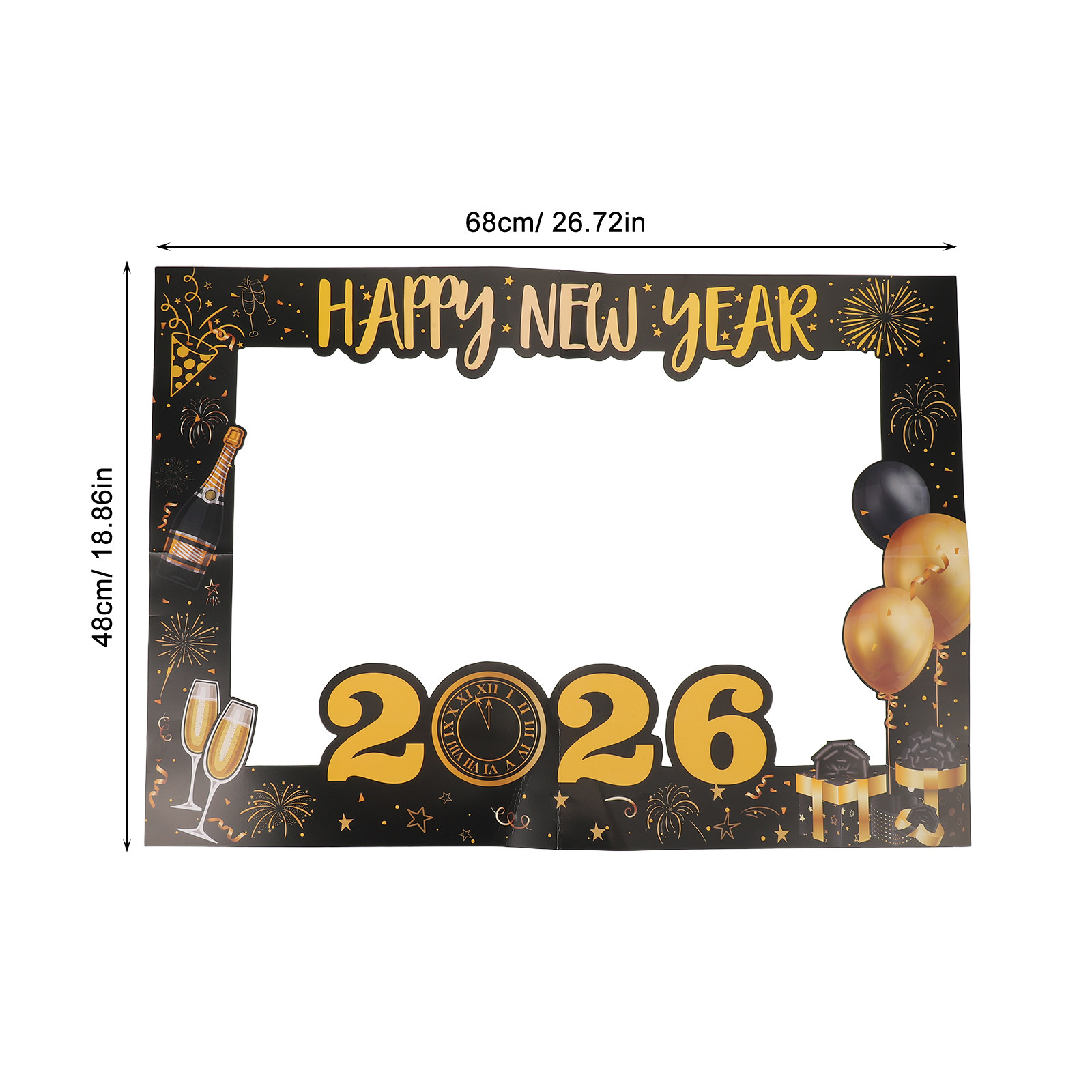 大型手持ち段ボール製新年フォトブースフレーム 2026年カウ - Photo Booth Frame のレビューと価格